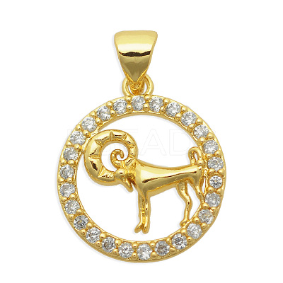 Brass Micro Pave Clear Cubic Zirconia Pendants KK-N241-LA823-1-NR-1