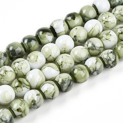 Baking Paint Glass Beads Strands X-DGLA-N003-8mm-C06-1