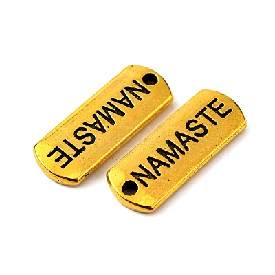 Tibetan Style Alloy Rectangle with Word Namaste Pendants TIBEP-Q043-067AG-RS-1