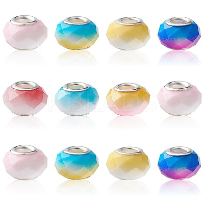 14Pcs 7 Colors Glass European Beads GPDL-YW0001-03-1