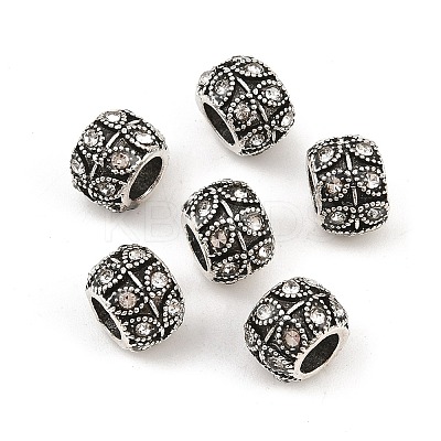 Antique Silver Plated Alloy Rhinestone Large Hole European Beads MPDL-R041-02A-1