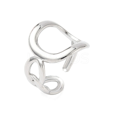 Hollow 304 Stainless Steel Cuff Rings LS-RJEW-S626-07P-1