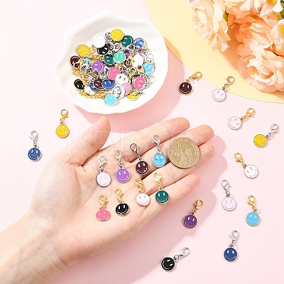 60Pcs Smiling Face Alloy Enamel Pendant Decorations HJEW-YW00244-1