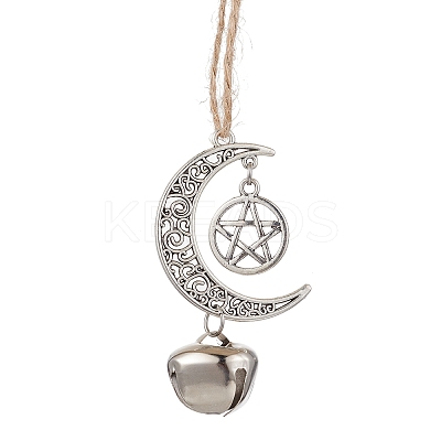 Alloy Moon with Star Pendant Decoration HJEW-JM02415-02-1