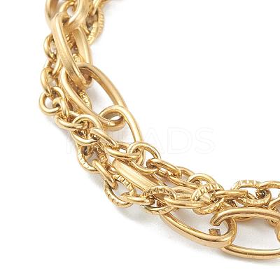 304 Stainless Steel Cable Chain Multi-strand Bracelets STAS-A051-05G-1