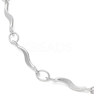 Non-Tarnish 304 Stainless Steel Wave Bar Link Chain Necklaces NJEW-K249-17P-1