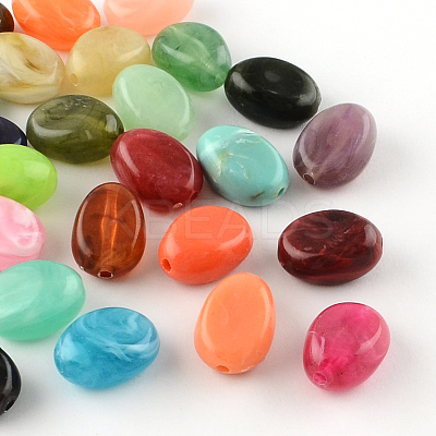 Oval Imitation Gemstone Acrylic Beads OACR-R052-M-1