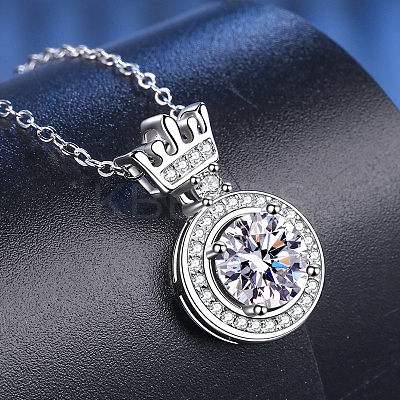 Anti-Tarnish Rhodium Plated 925 Sterling Silver Micro Pave Clear Cubic Zirconia Cable Chain Necklaces AJEW-U007-03P-1
