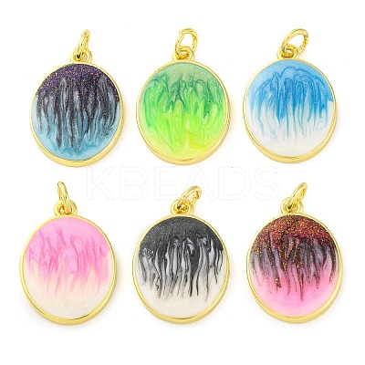 Brass Enamel Pendants KK-S401-09G-1