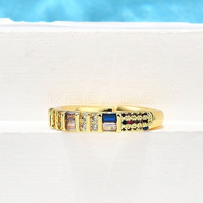 Adjustable Brass Micro Pave Cubic Zirconia Finger Rings for Women RJEW-H247-10G-1