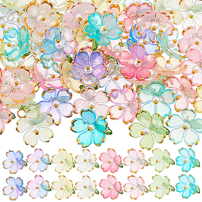 80Pcs 8 Colors Transparent Acrylic Pendants OACR-BM0001-07-1
