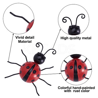 3D Iron Flower and Ladybug Big Pendants AJEW-CF0001-19-1