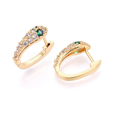 Brass Micro Pave Cubic Zirconia Snake Hoop Earrings EJEW-T048-32G-1