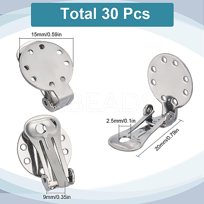 30Pcs 304 Stainless Steel Clip-on Earring Setting STAS-SC0008-38-1