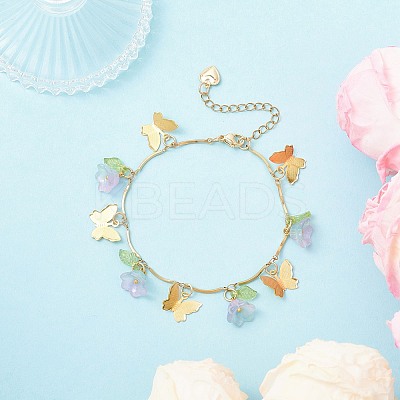 304 Stainless Steel Link Charm Bracelets BJEW-JB12458-1