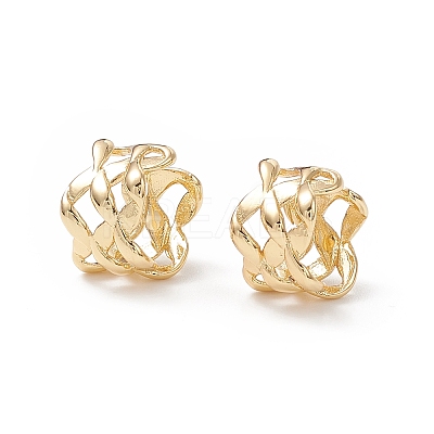 Rack Plating Brass Criss Cross Wide Cuff Earrings for Women EJEW-B014-16G-1