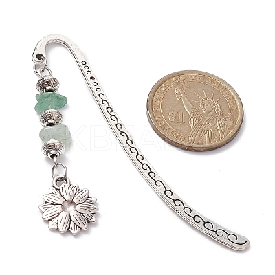 12Pcs Gemstone Chip Beaded Pendant Bookmarks with Alloy Mixed Shapes Charms GG-CJ91EC-AS-1