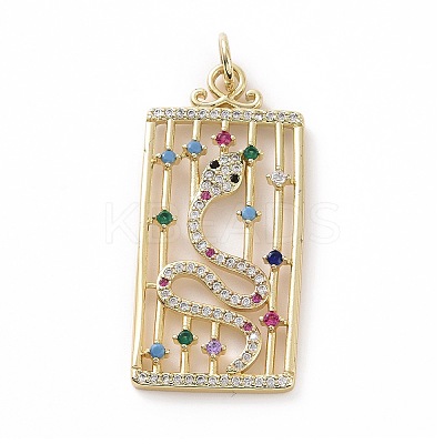 Brass Micro Pave Colorful Cubic Zirconia Pendants KK-E068-VF029-1