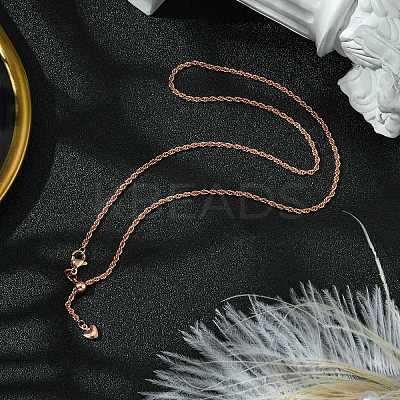 2mm Rack Plating Brass Rope Chain Adjustable Slider Necklaces for Women Men MAK-L044-06RG-1