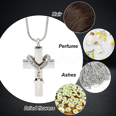 Stainless Steel Urn Ashes Necklace NJEW-CN0001-06P-1