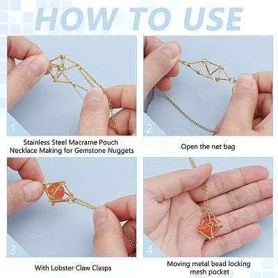 5Pcs 304 Stainless Steel Macrame Pouch Necklace Making for Gemstone Nuggets NJEW-UN00007-1