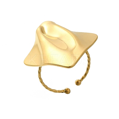 304 Stainless Steel Open Cuff Ring for Women RJEW-B109-03G-06-1