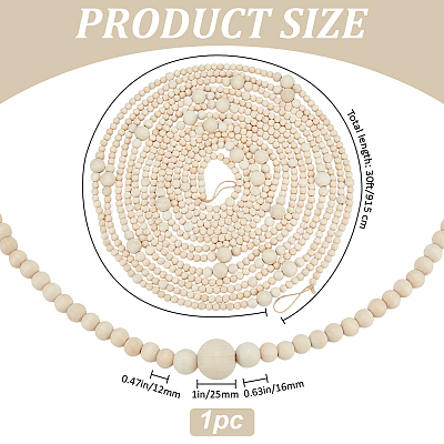 Wood Beads Pendant Decorations for Christmas Decorations HJEW-WH00207-1