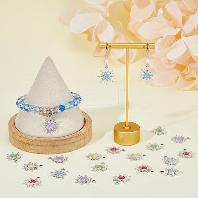50Pcs 5 Colors Alloy Enamel Pendants ENAM-FH0001-70-1