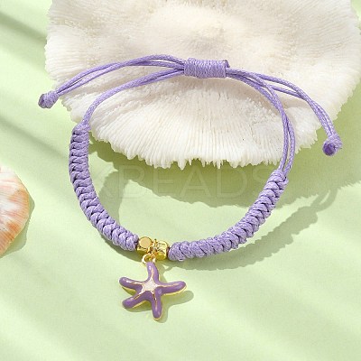 Starfish Shape Alloy Enamel Pendant Bracelets BJEW-JB09883-01-1