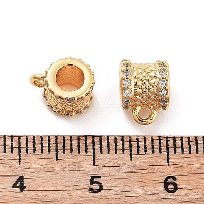 Brass Micro Pave Clear Cubic Zirconia Tube Bails KK-S394-06A-1