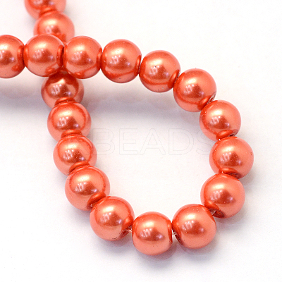 Baking Paint Pearlized Glass Pearl Round Bead Strands X-HY-Q330-8mm-38-1