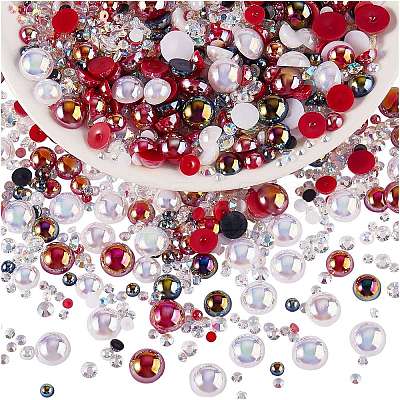 60g Resin patch multi size mixed pearl patch DIY jewelry accessories(2 bags) JX586G-1