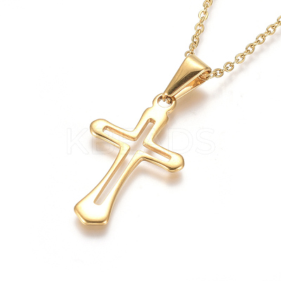 304 Stainless Steel Pendant Necklaces NJEW-F275-07G-1