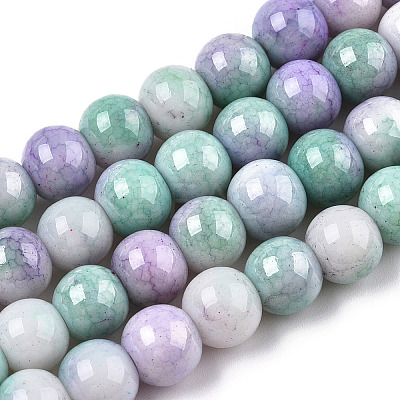 Opaque Crackle Glass Round Beads Strands GLAA-T031-01K-1