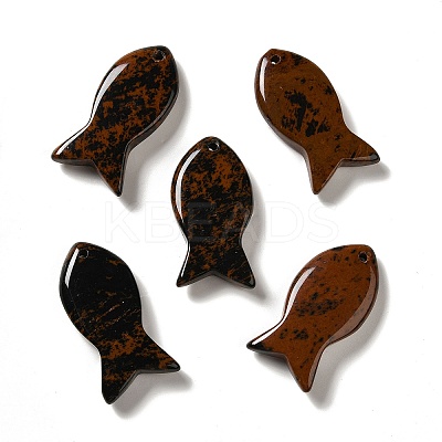 Natural Mahogany Obsidian Pendants G-G932-B16-1