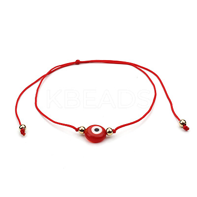 Flat Round with Evil Eye  Braided Bead Bracelets WG2D48B-01-1