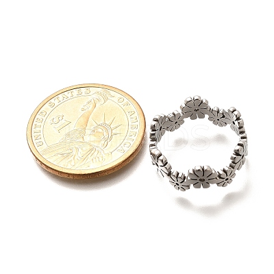201 Stainless Steel Daisy Finger Ring for Women LS-RJEW-A053-01P-1