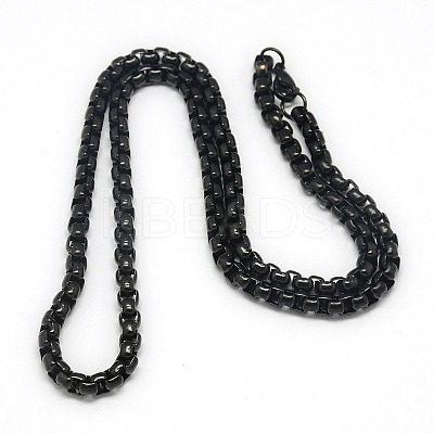 Trendy Men's 201 Stainless Steel Box Chain Necklaces NJEW-L043C-46B-1