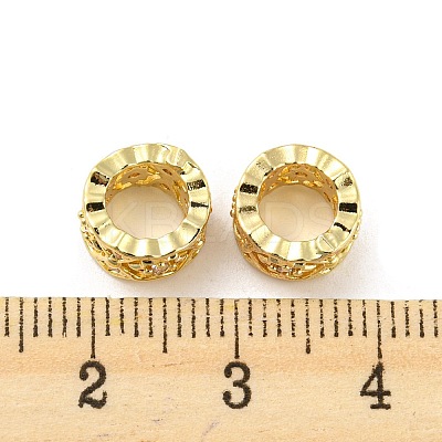 Brass Micro Pave Cubic Zirconia European Beads KK-H452-20G-1