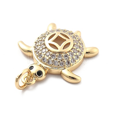 Rack Plating Brass with Cubic Zirconia Pendants KK-Q017-01C-G-1
