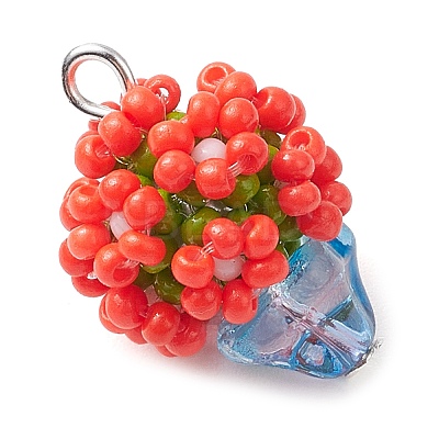 Beaded Flower Potted Charms PALLOY-MZ00446-01-1