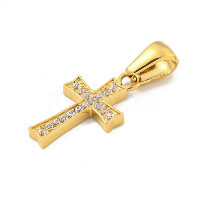 Ion Plating(IP) 304 Stainless Steel Cubic Zirconia Pendants STAS-C102-04C-G-1