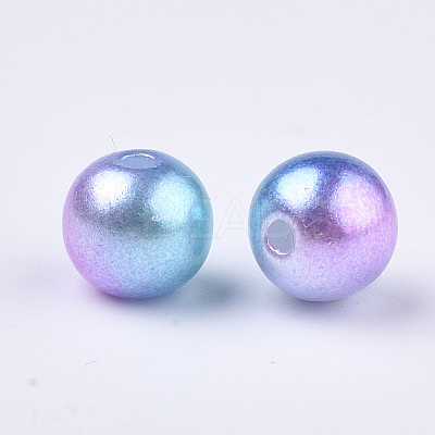 Rainbow ABS Plastic Imitation Pearl Beads OACR-Q174-6mm-02-1