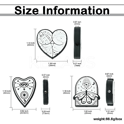 15Pcs 3 Styles Food Grade Gothic Theme Silicone Focal Beads SIL-CJ0001-88-1