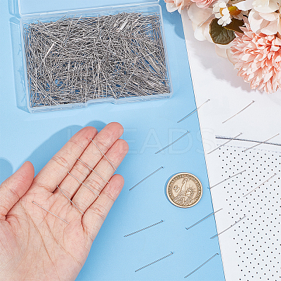 1000Pcs 304 Stainless Steel Flat Head Pins STAS-UN0054-05-1
