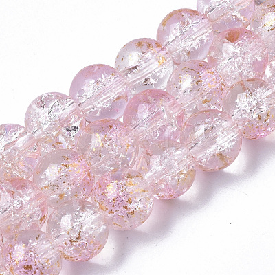 Transparent Spray Painted Crackle Glass Bead Strands GLAA-N035-03C-A06-1