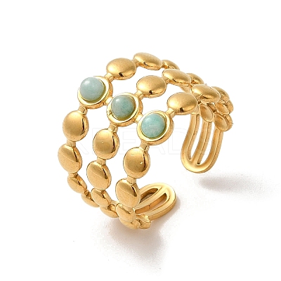 6Pcs 6 Style Leaf & Sun & Teardrop 304 Stainless Steel Open Cuff Rings Set RJEW-P092-06G-M-1