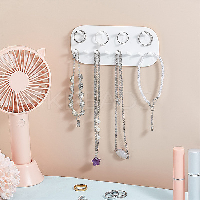 12-Hook Mini HIPS & PVC Wall-Mounted Jewelry Hanging Display Rack FIND-WH0145-64-1