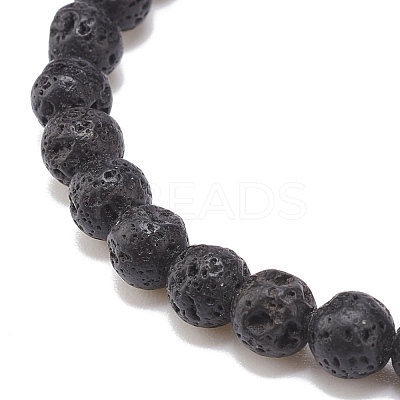 Gemstone & Natural Lava Rock Round Beaded Stretch Bracelet BJEW-JB08468-1