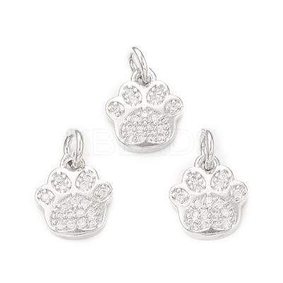 Rack Plating Brass Micro Pave Clear Cubic Zirconia Charms KK-C011-58P-1